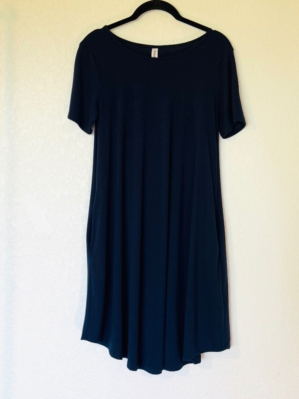 Zenana Premium T-Shirt Dress Women's S Tunic Pockets Navy Blue Lounge Wear Cozy